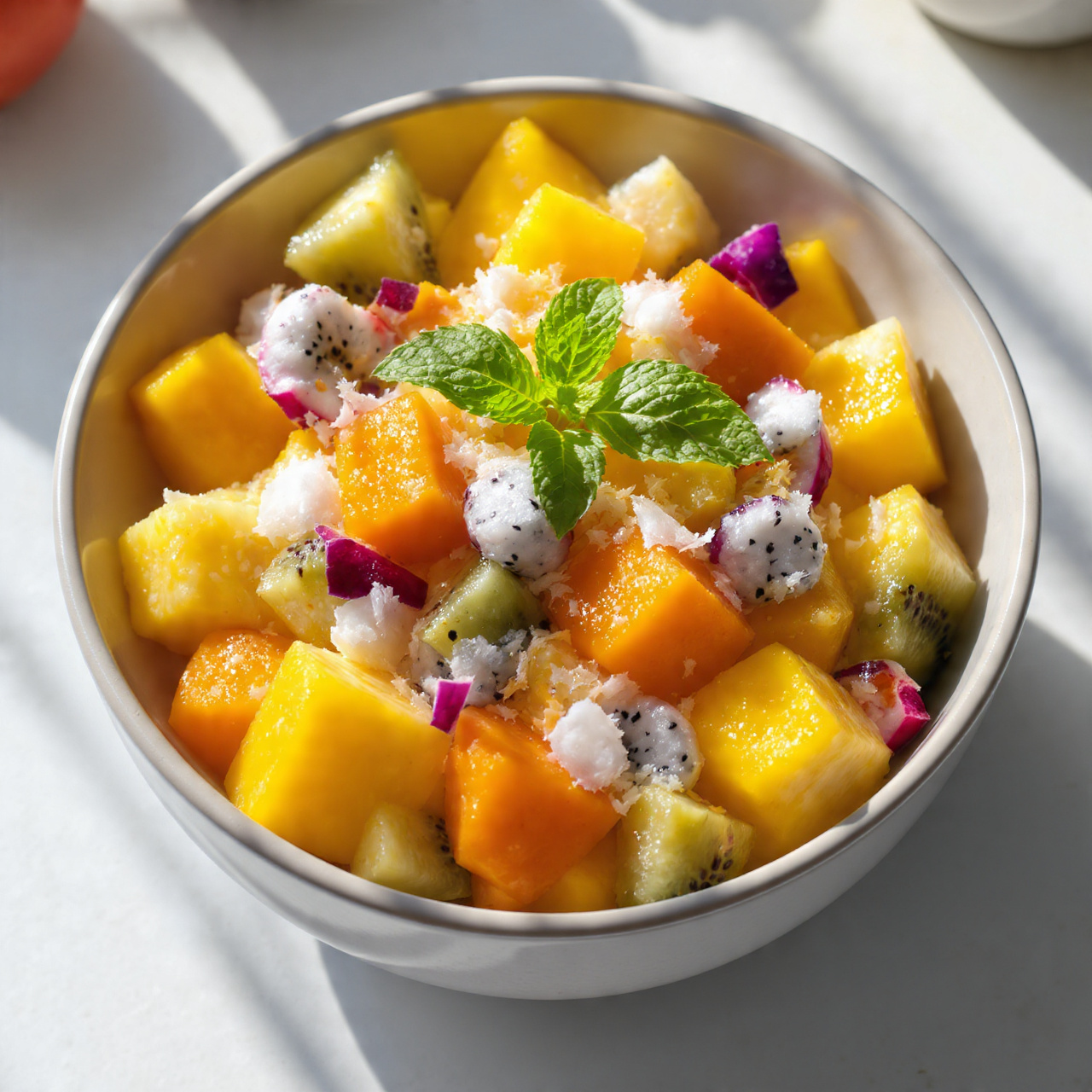 Tropical Fruit Salad With Honey Lime Dressing